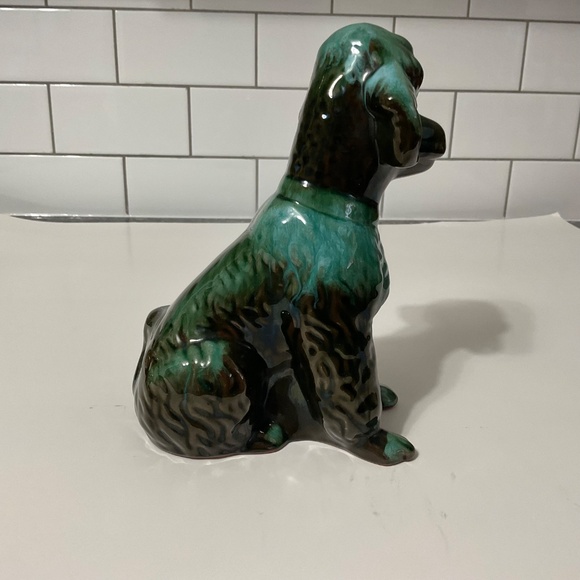 VTG Blue Mountain Pottery Poodle Green Black Flow Glaze - Picture 7 of 7